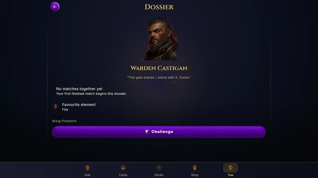 Warden Castigan's dossier