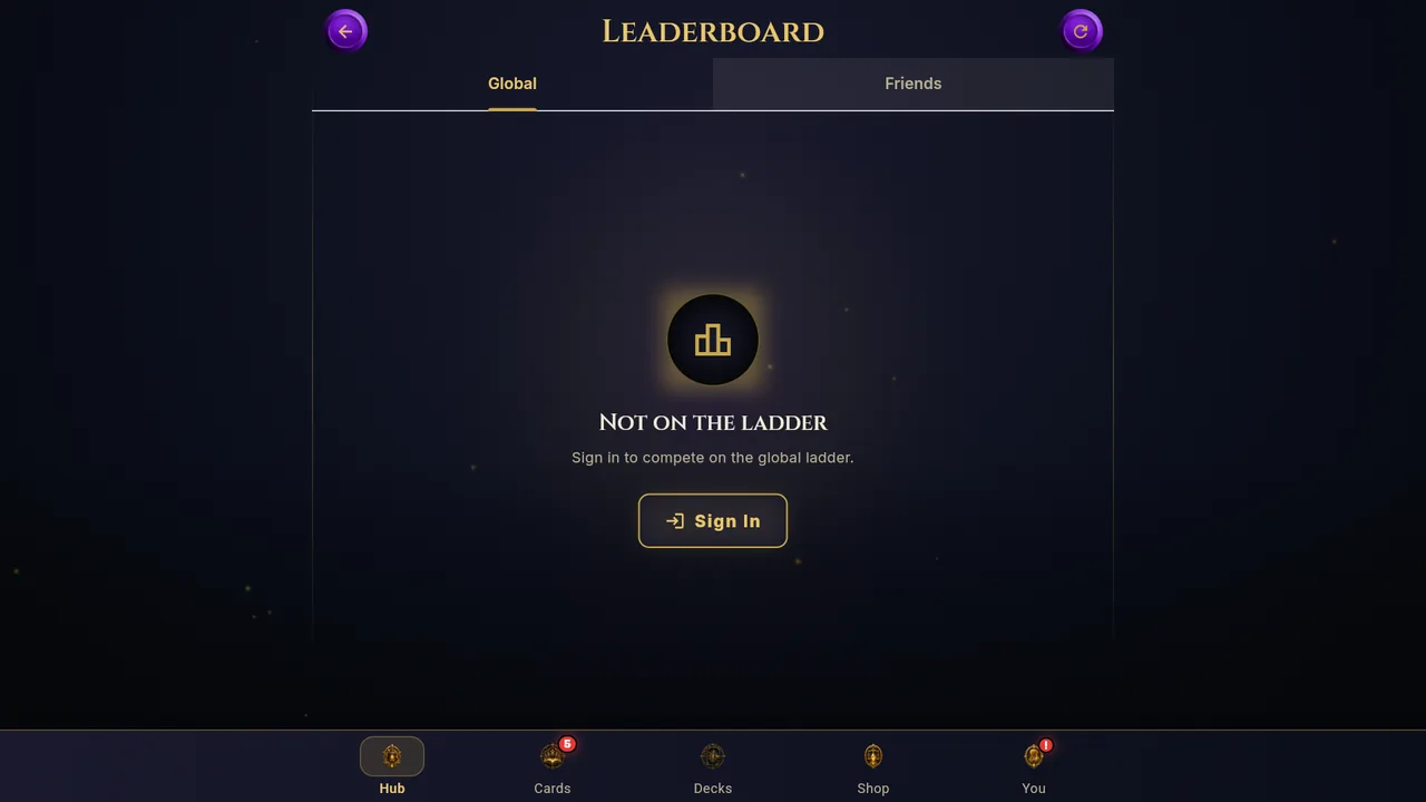 Leaderboard screen